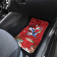 Funny Santa Riding Shark Car Mats Polynesian Tribal Christmas Spirit - Polynesian Pride