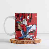 Funny Santa Riding Shark Ceramic Mug Polynesian Tribal Christmas Spirit - Polynesian Pride