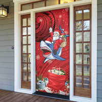 Funny Santa Riding Shark Door Cover Polynesian Tribal Christmas Spirit - Polynesian Pride