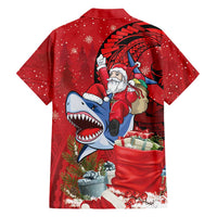 Funny Santa Riding Shark Family Matching Off Shoulder Short Dress and Hawaiian Shirt Polynesian Tribal Christmas Spirit LT9 - Polynesian Pride