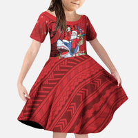 Funny Santa Riding Shark Family Matching Puletasi and Hawaiian Shirt Polynesian Tribal Christmas Spirit - Polynesian Pride