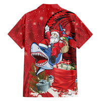 Funny Santa Riding Shark Family Matching Short Sleeve Bodycon Dress and Hawaiian Shirt Polynesian Tribal Christmas Spirit LT9 - Polynesian Pride