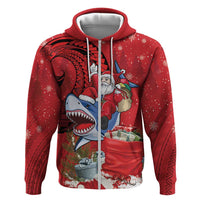 Funny Santa Riding Shark Hoodie Polynesian Tribal Christmas Spirit - Polynesian Pride