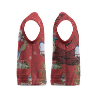 Funny Santa Riding Shark Christmas Knitted V-Neck Vest Polynesian Tribal Christmas Spirit - Polynesian Pride