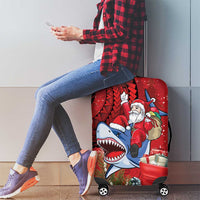 Funny Santa Riding Shark Luggage Cover Polynesian Tribal Christmas Spirit - Polynesian Pride