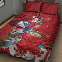 Funny Santa Riding Shark Quilt Bed Set Polynesian Tribal Christmas Spirit - Polynesian Pride