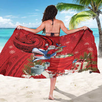 Funny Santa Riding Shark Sarong Polynesian Tribal Christmas Spirit - Polynesian Pride