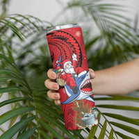 Funny Santa Riding Shark Skinny Tumbler Polynesian Tribal Christmas Spirit - Polynesian Pride