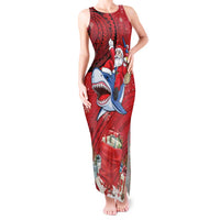 Funny Santa Riding Shark Tank Maxi Dress Polynesian Tribal Christmas Spirit - Polynesian Pride