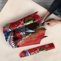 Funny Santa Riding Shark Umbrella Polynesian Tribal Christmas Spirit - Polynesian Pride
