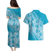 Hawaii Breadfruit Palaka Couples Matching Puletasi and Hawaiian Shirt Polu Maile Lei - Polynesian Pride