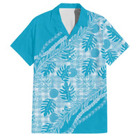 Hawaii Breadfruit Palaka Family Matching Long Sleeve Bodycon Dress and Hawaiian Shirt Polu Maile Lei LT9 Dad's Shirt - Short Sleeve Blue - Polynesian Pride