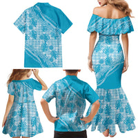 Hawaii Breadfruit Palaka Family Matching Mermaid Dress and Hawaiian Shirt Polu Maile Lei LT9 - Polynesian Pride