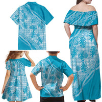 Hawaii Breadfruit Palaka Family Matching Off Shoulder Maxi Dress and Hawaiian Shirt Polu Maile Lei - Polynesian Pride