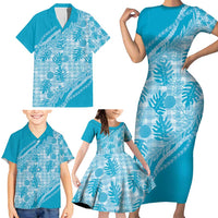 Hawaii Breadfruit Palaka Family Matching Short Sleeve Bodycon Dress and Hawaiian Shirt Polu Maile Lei - Polynesian Pride