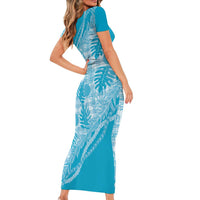 Hawaii Breadfruit Palaka Family Matching Short Sleeve Bodycon Dress and Hawaiian Shirt Polu Maile Lei LT9 - Polynesian Pride