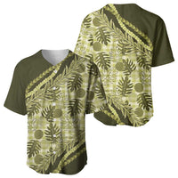 Hawaii Breadfruit Palaka Baseball Jersey Omaomao Maile Lei - Polynesian Pride