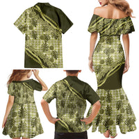 Hawaii Breadfruit Palaka Family Matching Mermaid Dress and Hawaiian Shirt Omaomao Maile Lei LT9 - Polynesian Pride