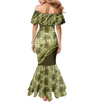 Hawaii Breadfruit Palaka Family Matching Mermaid Dress and Hawaiian Shirt Omaomao Maile Lei - Polynesian Pride