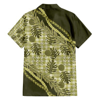 Hawaii Breadfruit Palaka Family Matching Off The Shoulder Long Sleeve Dress and Hawaiian Shirt Omaomao Maile Lei LT9 - Polynesian Pride