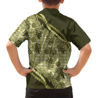 Hawaii Breadfruit Palaka Family Matching Off Shoulder Maxi Dress and Hawaiian Shirt Omaomao Maile Lei - Polynesian Pride