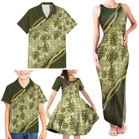 Hawaii Breadfruit Palaka Family Matching Tank Maxi Dress and Hawaiian Shirt Omaomao Maile Lei - Polynesian Pride