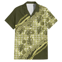 Hawaii Breadfruit Palaka Family Matching Tank Maxi Dress and Hawaiian Shirt Omaomao Maile Lei LT9 Dad's Shirt - Short Sleeve Green - Polynesian Pride
