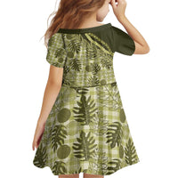 Hawaii Breadfruit Palaka Kid Short Sleeve Dress Omaomao Maile Lei - Polynesian Pride