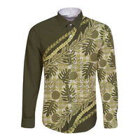 Hawaii Breadfruit Palaka Long Sleeve Button Shirt Omaomao Maile Lei - Polynesian Pride