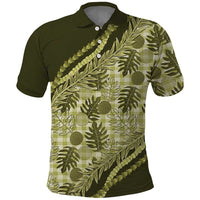 Hawaii Breadfruit Palaka Polo Shirt Omaomao Maile Lei - Polynesian Pride