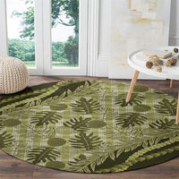 Hawaii Breadfruit Palaka Round Carpet Omaomao Maile Lei - Polynesian Pride