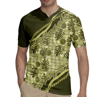 Hawaii Breadfruit Palaka Rugby Jersey Omaomao Maile Lei - Polynesian Pride