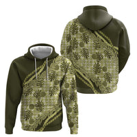 Hawaii Breadfruit Palaka Zip Hoodie Omaomao Maile Lei - Polynesian Pride