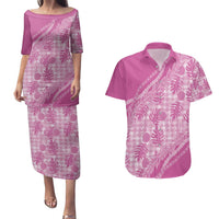 Hawaii Breadfruit Palaka Couples Matching Puletasi and Hawaiian Shirt Omaomao Ulaula Maile Lei - Polynesian Pride