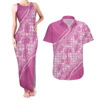 Hawaii Breadfruit Palaka Couples Matching Tank Maxi Dress and Hawaiian Shirt Omaomao Ulaula Maile Lei - Polynesian Pride
