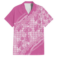 Hawaii Breadfruit Palaka Family Matching Long Sleeve Bodycon Dress and Hawaiian Shirt Omaomao Ulaula Maile Lei LT9 Dad's Shirt - Short Sleeve Pink - Polynesian Pride