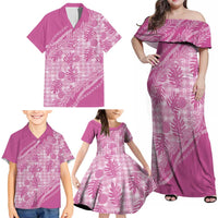 Hawaii Breadfruit Palaka Family Matching Off Shoulder Maxi Dress and Hawaiian Shirt Omaomao Ulaula Maile Lei LT9 - Polynesian Pride