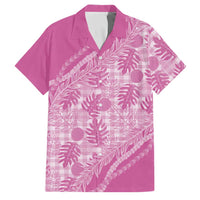 Hawaii Breadfruit Palaka Family Matching Short Sleeve Bodycon Dress and Hawaiian Shirt Omaomao Ulaula Maile Lei LT9 Dad's Shirt - Short Sleeve Pink - Polynesian Pride