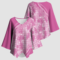 Hawaii Breadfruit Palaka Kimono Sleeve Blouse Omaomao Ulaula Maile Lei - Polynesian Pride