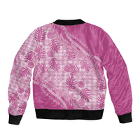 Hawaii Breadfruit Palaka Sleeve Zip Bomber Jacket Omaomao Ulaula Maile Lei - Polynesian Pride