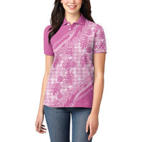 Hawaii Breadfruit Palaka Women Polo Shirt Omaomao Ulaula Maile Lei - Polynesian Pride