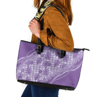 Hawaii Breadfruit Palaka Leather Tote Bag Poni Maile Lei - Polynesian Pride