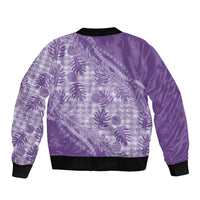 Hawaii Breadfruit Palaka Sleeve Zip Bomber Jacket Poni Maile Lei - Polynesian Pride