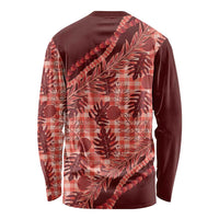 Hawaii Breadfruit Palaka Long Sleeve Shirt Ulaula Maile Lei - Polynesian Pride