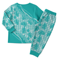 Hawaii Breadfruit Palaka Christmas Pajama Set Polu Opal Maile Lei - Polynesian Pride