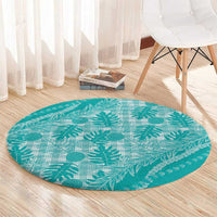 Hawaii Breadfruit Palaka Round Carpet Polu Opal Maile Lei - Polynesian Pride