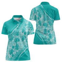 Hawaii Breadfruit Palaka Women Polo Shirt Polu Opal Maile Lei - Polynesian Pride