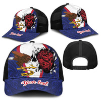 American Samoa Heart Tribal Personalized Baseball Net Cap Polynesian Patterns