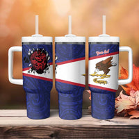 American Samoa Heart Tribal Personalized Tumbler With Handle Polynesian Patterns