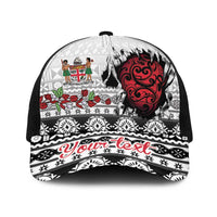 Fiji Heart Tribal Personalised Baseball Net Cap Polynesian Patterns LT9 One Size Black White - Polynesian Pride